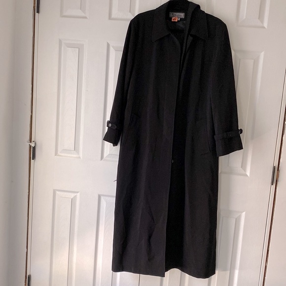 Apropos full length (51”) Trench Coat 100% Polyester Black Size L - Picture 1 of 4